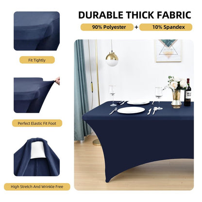 ZarzaaSik 2-Pack 4ft Spandex Table Covers for Rectangular Folding Tables - Wrinkle Resistant Stretch Tight Table Cloths - Ultimate Fitted Table Protector for Parties, Banquet, and Wedding