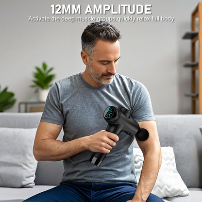 RAEMAO Massage Gun, Handheld Electric Deep Tissue Muscle Massager for Athletes for Pain Relief Attaching 8 Replacement Heads, Percussion Massager with 10 Speeds, Father's Day Gifts, Carbon
