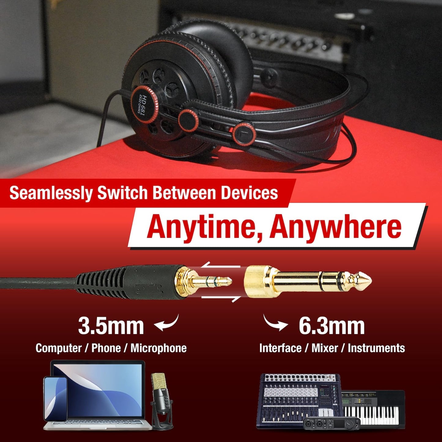 Superlux HD681 Semi-Open Studio Headphones, Wired Over-Ear with 50mm Neodymium Drivers, Single-Sided Cable, 10-30,000Hz, for Monitoring, Recording, Mixing, Podcast, Music
