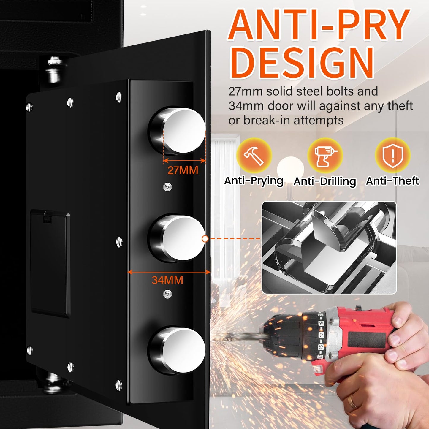 2.6 Cuft Depository Safe for Business with Quick Place Drop Slot, Cash Drop Safes with Digital Combination LCD Display and Anti-Fishing, Security Drop Safe for Cash, Mail, Checks, Document