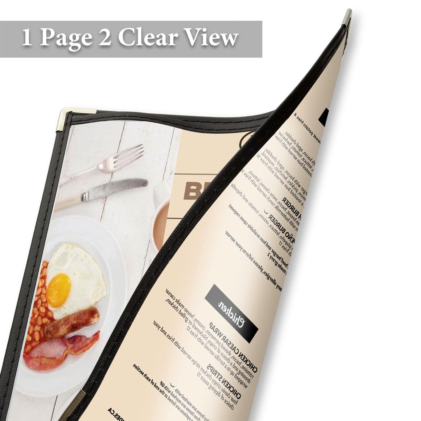 FVIEXE 12PCS 8.5 x 14 Inch Menu Covers Single Page 2 View, Transparent Restaurant Menu Holder for Restaurant Bar Cafe (Black)
