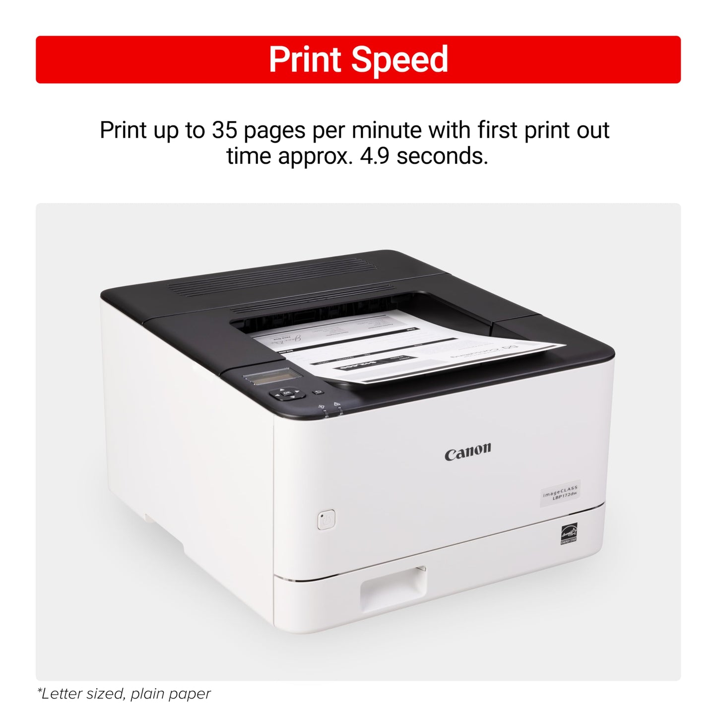 Canon imageCLASS LBP172dw – Monochrome Duplex, Wireless Laser Printer, Single Function, Home Office, Mobile Ready, 1 Year Limited Warranty, 35 PPM, White
