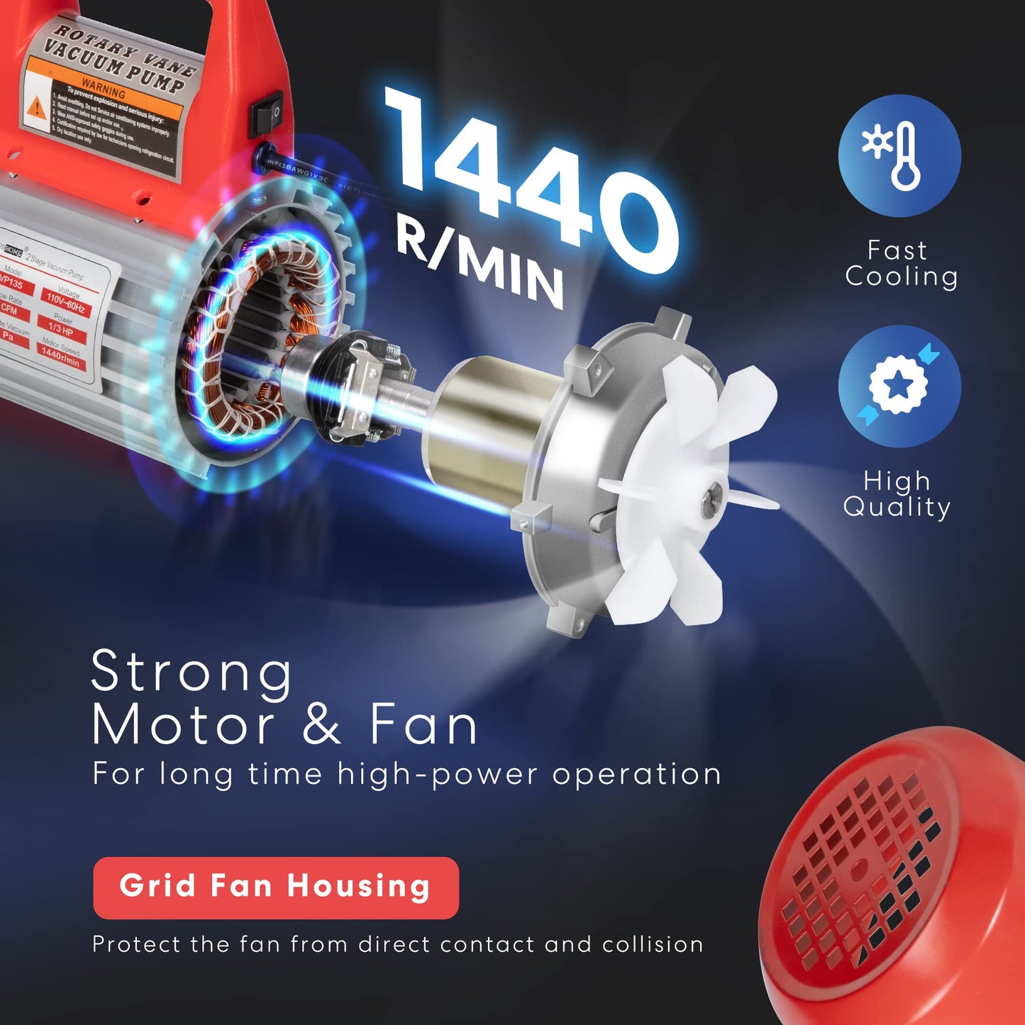 VIVOHOME 110V 1/3 HP 4CFM Single Stage Rotary Vane Air Vacuum Pump and AC Manifold Gauge Set Kit with Leak Detector for R134a R12 R22 R502 R410a HVAC Air Conditioning Refrigeration Recharging, Red