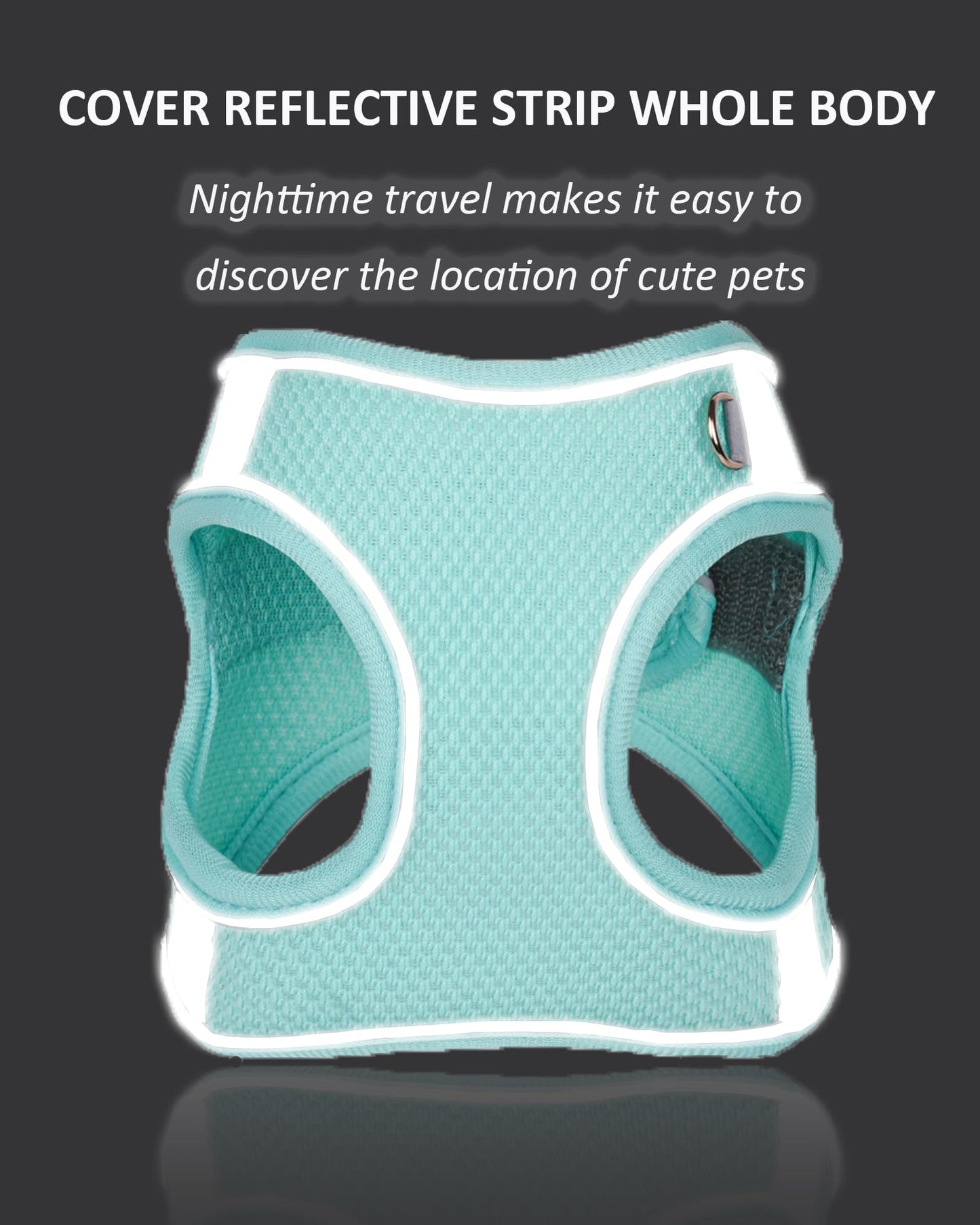 SOLMOONY Dog Harness for Small Medium Dogs No Pull, Puppy Harness and Leash Set, Step-in, Mesh, Reflective, Pink, S