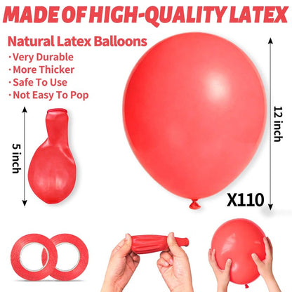 110pcs Pastel Red Balloon 12 Inch, Pastel Red Latex Balloons for Birthday Party Baby Shower Wedding(with 2 Ribbons).