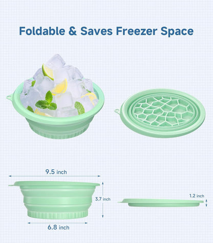 Face Bowl for Ice with Built-in Ice Tray – Collapsible Silicone Facial Ice Bath Bowl for Cold Plunge Therapy, Skin Tightening & Acne Relief – Portable Spa Tool for Home & Travel(Black)