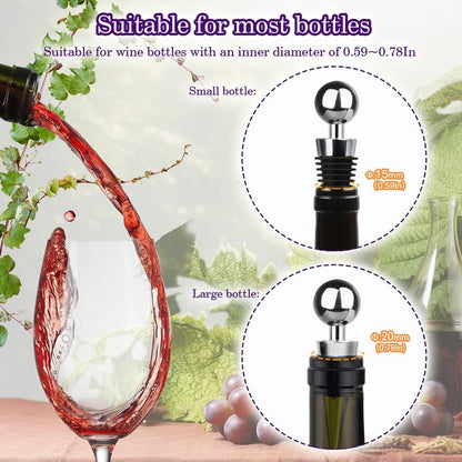 3 Pcs Wine Stopper Bottle Stopper Wine Saver, Yimerlen Silicone Vacuum Wine Bottle Corks, Reusable Wine Stopper Used for Bar, Holiday Party Keep Wine Fresh Suitable for Standard Bottle (Silver)