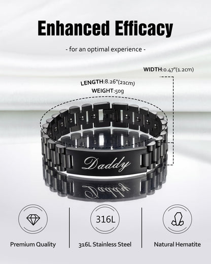 Jecanori Magnetic Bracelets for Men, Stainless Steel Bracelet with Natural Hematite, Father’s Day Gifts for Dad