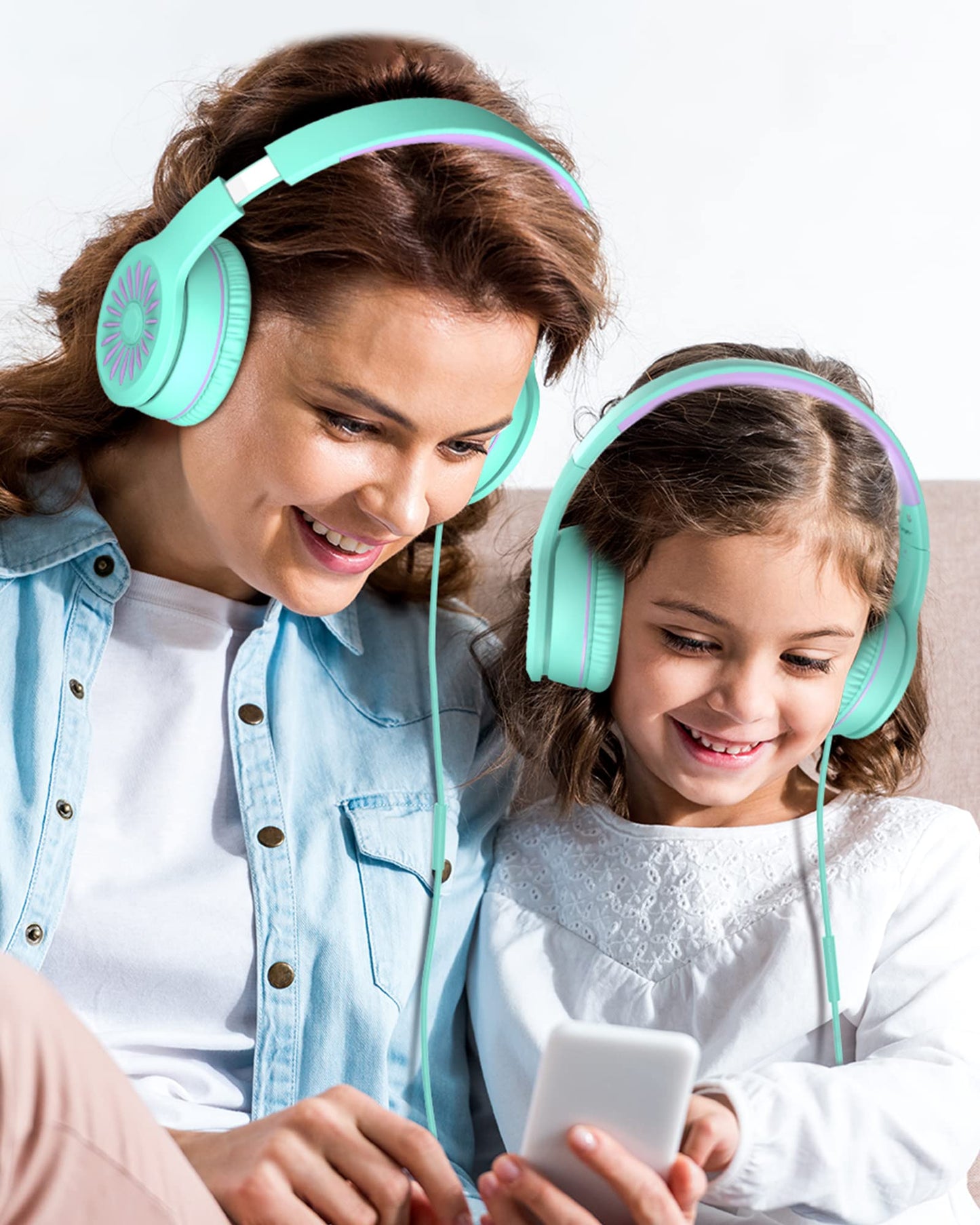 ELECDER i45 On-Ear Headphones with Microphone - Foldable Stereo Bass Headphones with No-Tangle 1.5M Cord, 3.5MM Jack, Portable Wired Headphones for School/Kids/Teens/Smartphones/Travel/Tablet - Green
