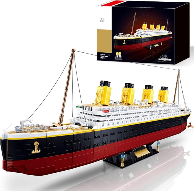 Model Set Ship Brick Set Gift for Adults and Kids 6+ with 2 Major Minifigures Compatible with Lego Sets STEM Big Shape Brick Set Ideal for Fans' Collection 2401 PCS