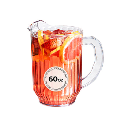 Restaurantware 60 Ounce Beer Pitcher - 1 Count - Chef 101 Durable Restaurant Pitcher - Hard Plastic, Serve Soda, Lemonade, Juice, Or Sangria, Clear Plastic Water Glass, For Bars, Parties, Or Homes,