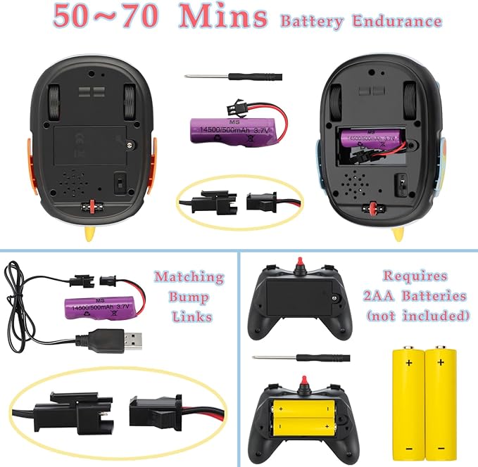 Remote Control Bumper Cars Toy (2 Cars Set) – Rechargeable RC Ejector Vehicles with Music &amp Lights 2-Player Battle Racing Game for Kids Ages 3–8 Birthday Gift