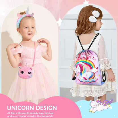 SRIZIAN Unicorn Gift Set for Girl Age 3,4,5,6,7,8,9,10,11,12, Birthday Gifts for Girls, Thanksgiving Day Gifts for Kids,Christmas Gfits Glow in Dark Unicorn Blanket Gift Set