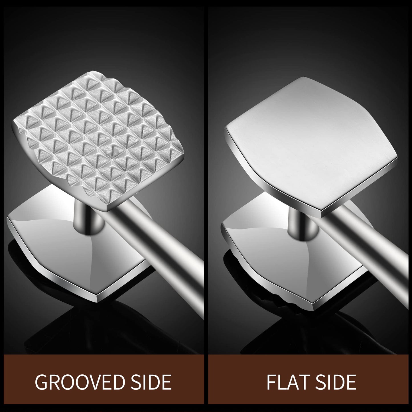 Aliglow Meat Tenderizer Hammer/Mallet Tool/Pounder For Tenderizing and Pounding Steak, Beef And Poultry. Solid Metal Construction With Comfort Grip Handle