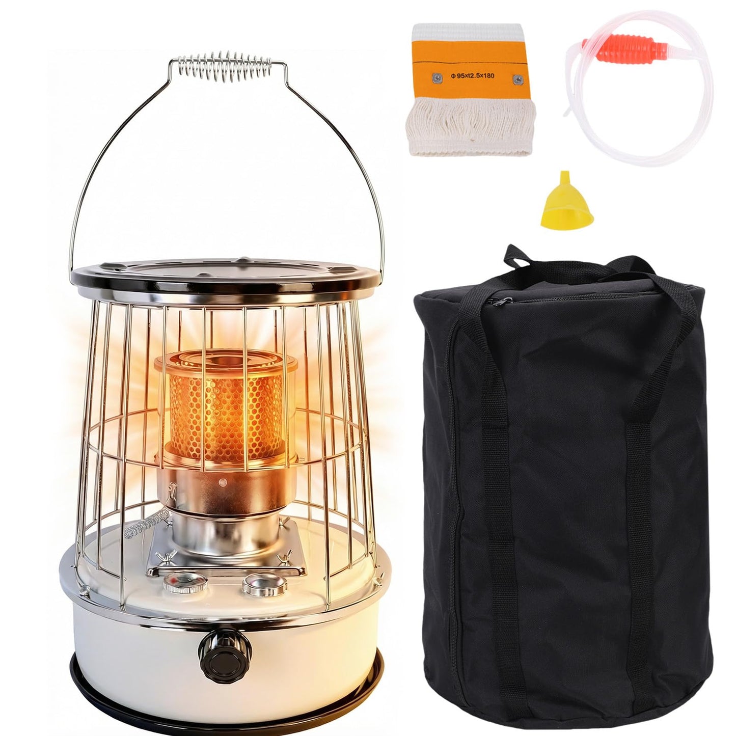 Portable 10000BTU Kerosene Heater with Anti-Tip Safety, 6L Tank 30H Burn Time for Indoor Outdoor Heating Cooking, 2600W Power