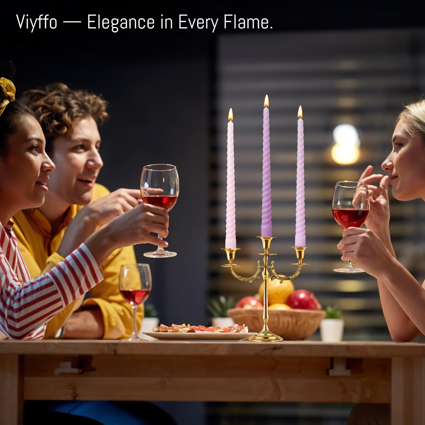 Viyffo 11 Inch Spiral Taper Candles, 4 Pack Purple Gradient, Unscented Tall Long Candlesticks for Wedding, Dinner, Holiday Table Decor, Fits Most Standard Holders