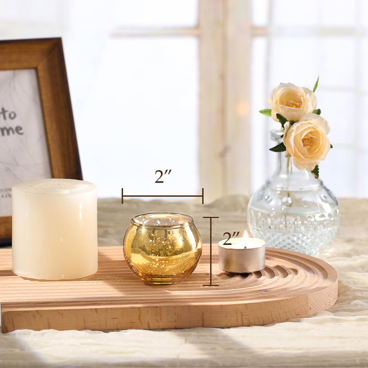 LAMORGIFT 24 Pcs Gold Votive Candle Holders -Gold centerpieces for Wedding Table Decor, Mercury Tealight Candle Holder for Bridal Shower, Engagement, Birthday Party Decorations
