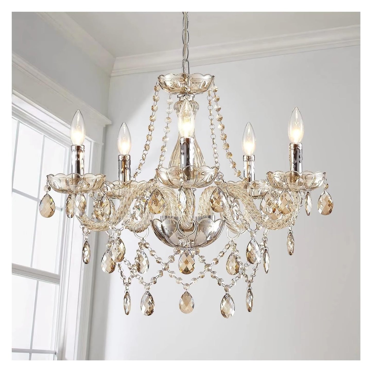 Luxury Crystal Candle Chandelier Lights for Living Dining Room Bedroom Kitchen Indoor Decorative Pendant Light,Full of Fashion
