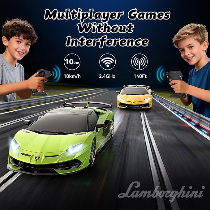 Lamborghini Remote Control CarOfficially Licensed 1:16 Scale Lambo Rechargeable Hobby Rc Cars with Headlight 2.4GHz Race Car Toys for Boy Girl 4-12 Years Old 12Km/h Green