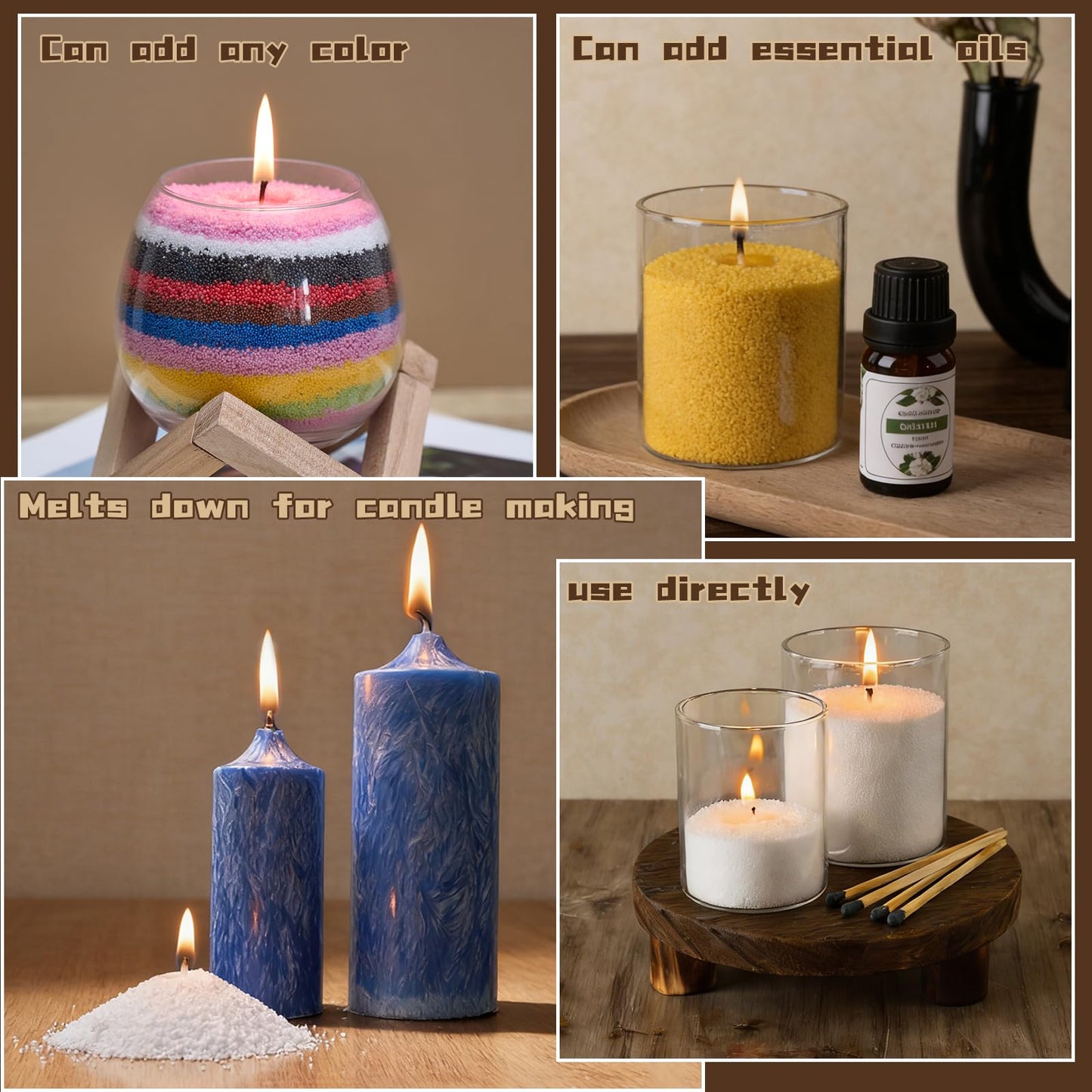 Candle Sand 5lb Pearled Candles Sand and Wicks (100 Pcs) DIY Candle Wax Candles Making Candles Refill Kit for Christmas Thanksgiving Wedding Party