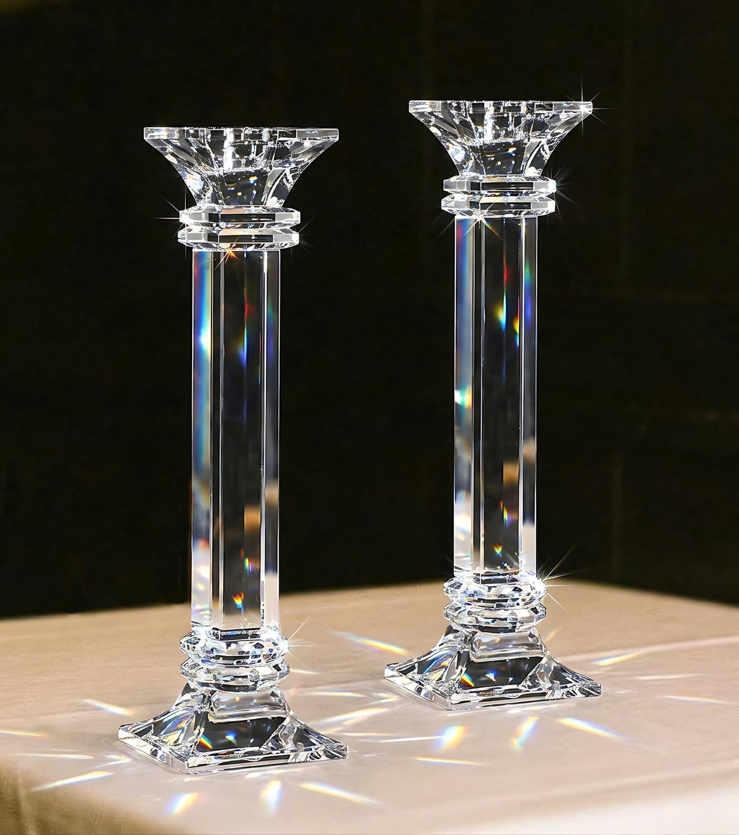 Crystal Candle Holders Set of 2, 10 Inch Tall Candle Sticks Holder Decor for Wedding Dining Table, Clear Glass Candlestick Holder Centerpiece, Heavy Duty K9 Crystal Candelabros para Centros de Mesa