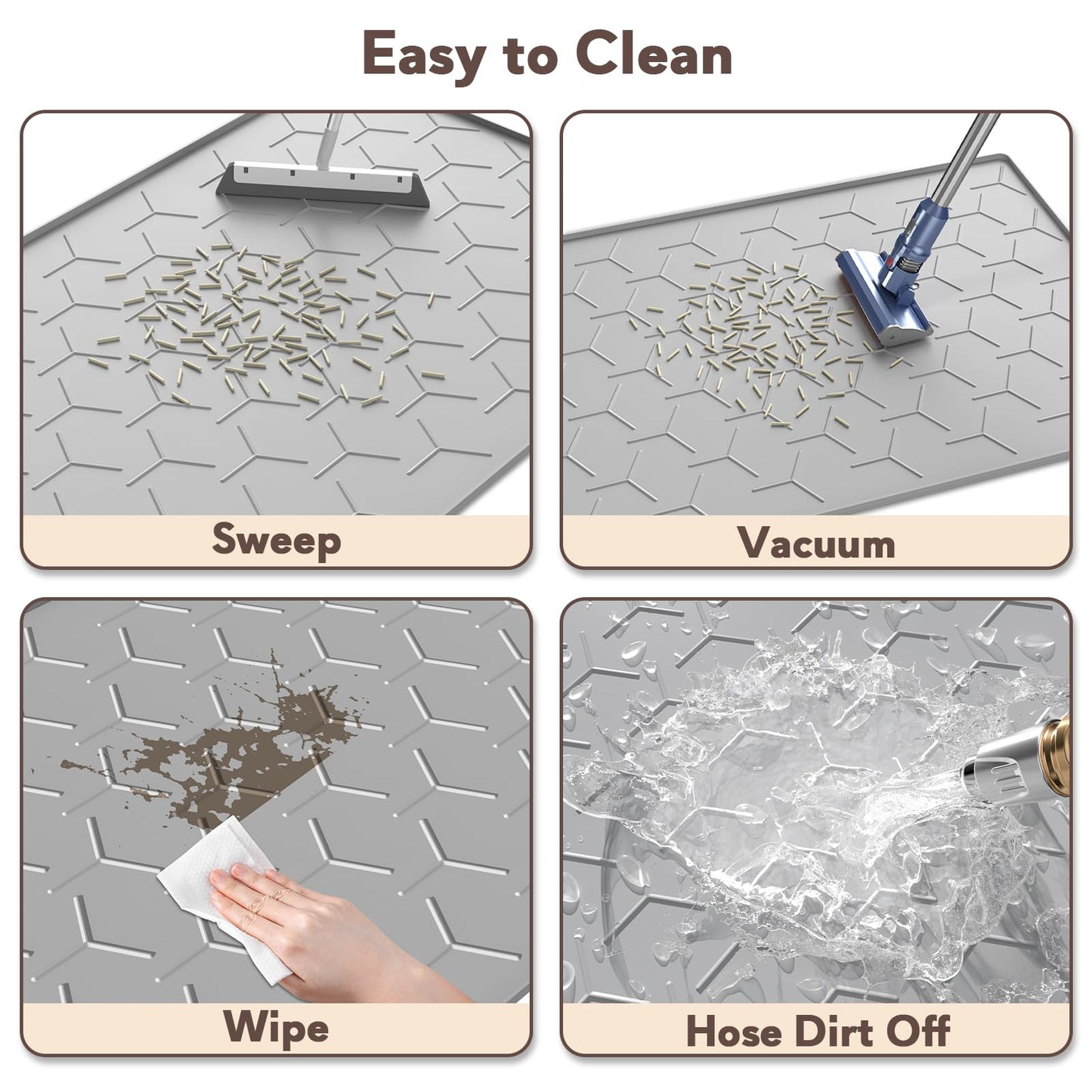 Garoopion Cat Mat for Litter Box, Large 34" X 22" Cat Litter Mat, Waterproof Silicone Pad for Floor, Gray