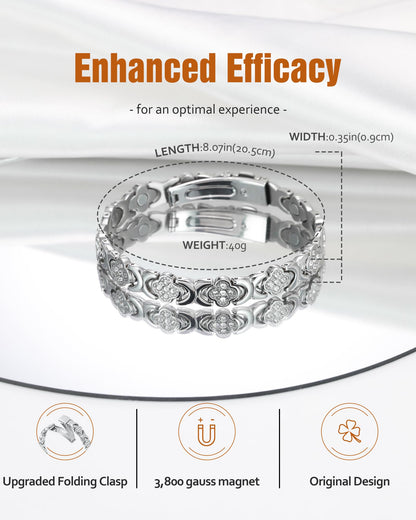 Jecanori Magnetic Bracelets for Women with Upgraded 3800 Gauss Magnets, Four-Leaf Clover Stainless Steel Bracelets for Women, Jewelry Gifts