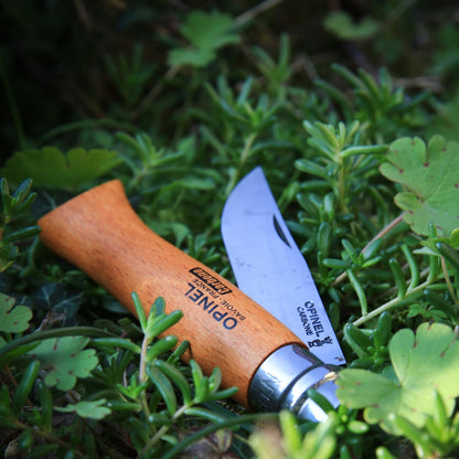 Opinel No. 06 Carbone - Carbon Steel Folding Pocket Knife, Beechwood Handle, 2.87 in. Blade, Virobloc Safety Locking Collar, Made in France