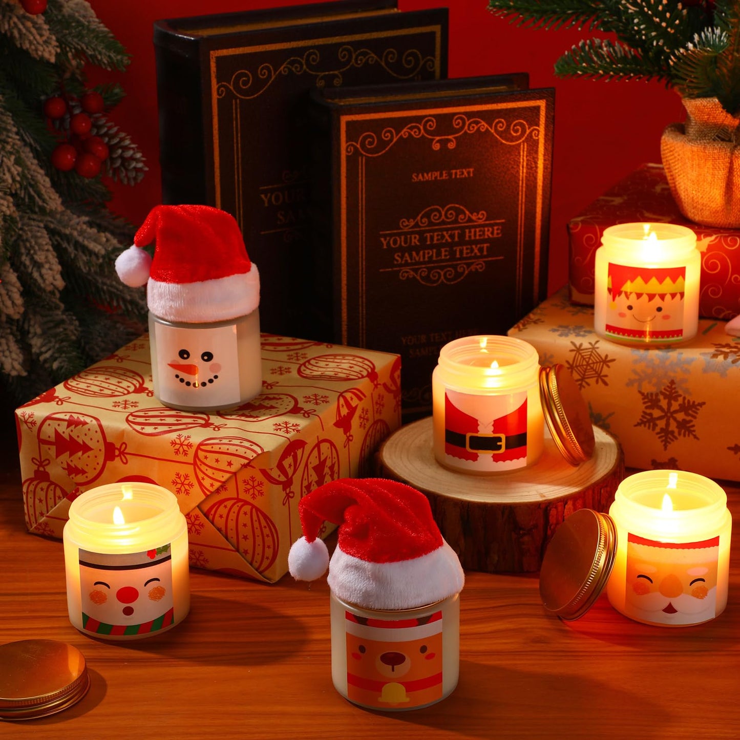 Conelist 72 Pack Christmas Scented Candles Jar Set Include 36 Pcs 7oz Aromatherapy Soy Wax Candles and 36 Pcs Mini Xmas Santa Hat Holiday Table Centerpieces Gifts for Women Men Relaxing Spa