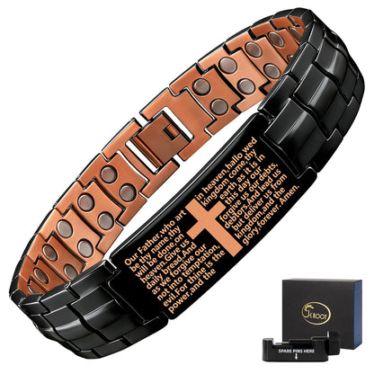 JEROOT Men's 99.99% Pure Copper Magnetic Bracelet, 3500 Gauss Magnets Adjustable with Sizing Tool