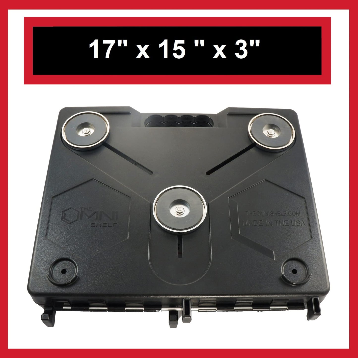 The OmniShelf Portable Workstation, Magnetic Toolbox, Laptop Stand w/ 50 lb Capacity, Hands Free Workstation, Attach to HVAC, Trucks, Walls, Poles etc. (Model # OSO1 - Magnets)