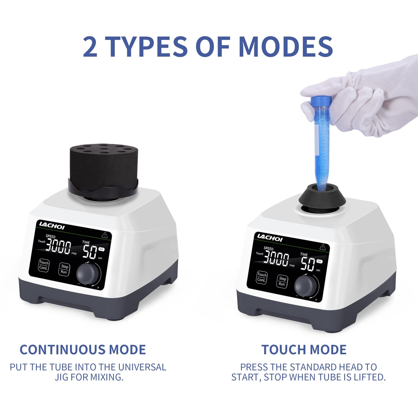 LACHOI Lab Vortex Mixer 100-3000rpm LCD Dispaly with Touch & Continuous Function Speed Lab Vortex Mixer with Timing Function Lab Vortex Shaker