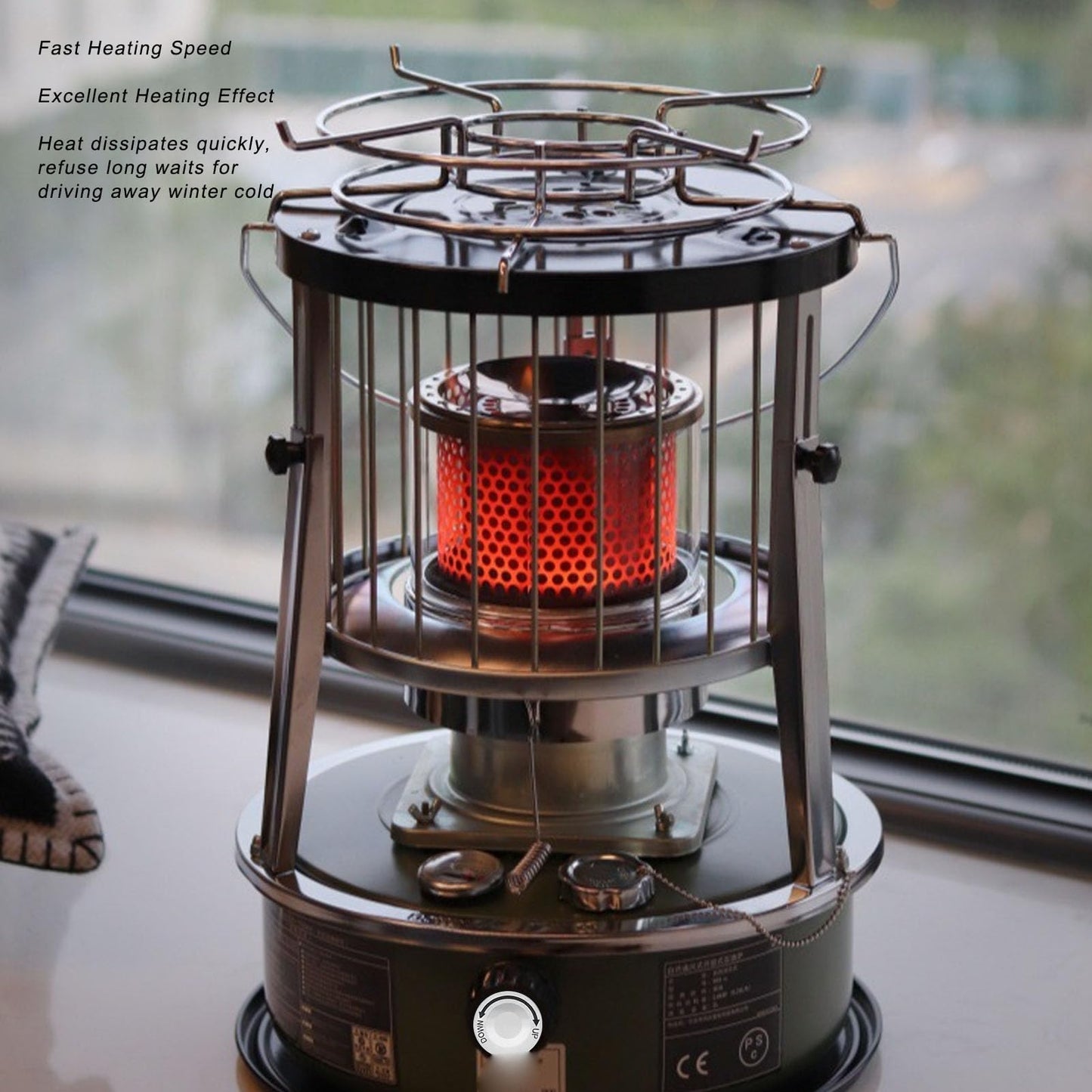 Indoor Kerosene Heater, Portable Kerosene Heater, 5.2L Tank 20-25 Hours Heating with Adjustable Height Safety Net, for Camping Garage Home Emergency Indoor Outdoor Use (Complete accessories)