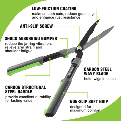 WORKPRO Garden Hedge Shears, 23" Manual Hedge Clippers, Professional Bush Cutter, Gardening Pruners Scissors, Hedge Trimmers, Shears Gardening Tools for Pruning Borders & Shrubs
