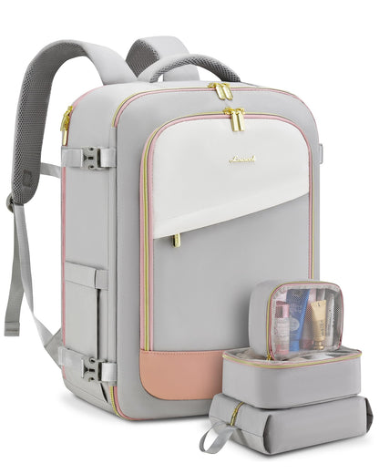 LOVEVOOK Travel Backpack for Women, 40L Carry On Backpack Flight Approved, Large Personal Item Bag Fits 17 inch Laptop, TSA Approved Luggage with 3 Packing Cubes,Waterproof Weekender Gym Essentials