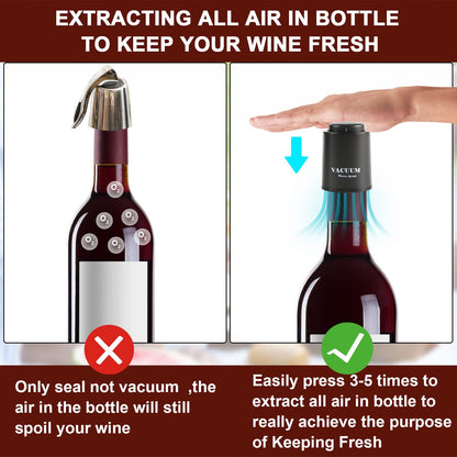 [2 PACK] Wine Bottle Stoppers,Real Vacuum Stoppers,Reusable Wine Preserver,Wine Corks Keep Fresh,Best Christmas and Birthday Gifts for Wine Lovers.