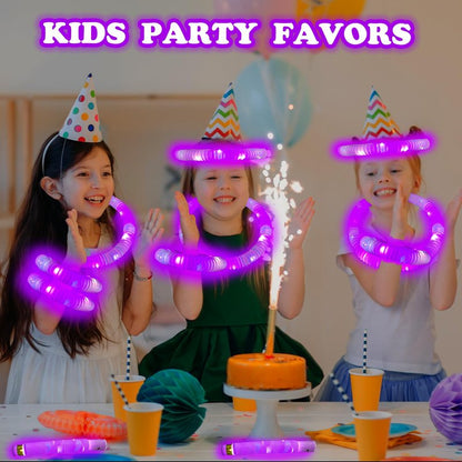 Purple Glow Sticks Pop Tubes,12-24PCS Light Up Necklaces & Bracelets,Mardi Gras Party Favors Accessories Decorations,Glow Birthday Wedding Carnival Valentines Day Party Supplies for Kids & Adults