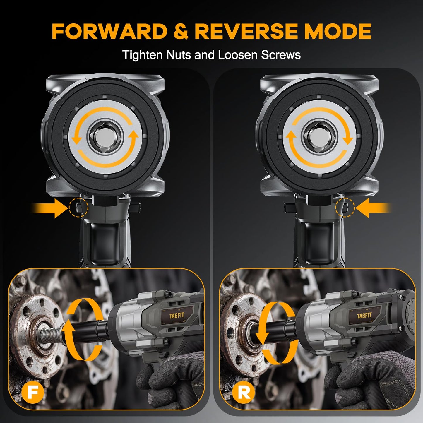 TASFIT Cordless Impact Wrench 1/2", Compatible with DeWalt 20V Battery, 1500N.m(1106Ft-Lbs) High Torque Brushless Electric Impact Gun with 3-Speed, Heavy Duty Impact Driver (Bare Tool & NO Battery)