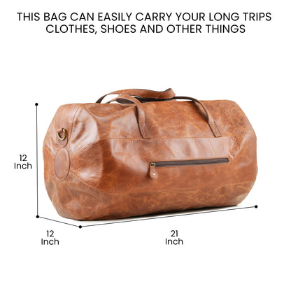 Handmade World Leather Duffle Gym Sports Bag For Men Women 'The GoalGear' Carry all Luggage Hold all Travel Overnighter Weekender Bag (With Strap)