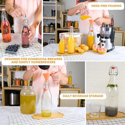 FastRack Swing Top Glass Bottles |8.5 oz – Pack of 8 | Clear, Flip Top Glass Bottles for Home Brewing, Carbonated Drinks, Kombucha, Fermentation, Water | Food Grade – ECO Friendly