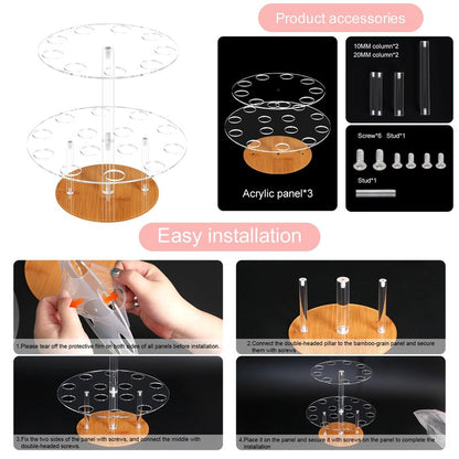 ELEGICKLIP Acrylic Ice Cream Cone Holder 23 Holes 2 Tiers Stand Clear Cupcake Stand Display Rack for Birthday Parties Weddings Christmas