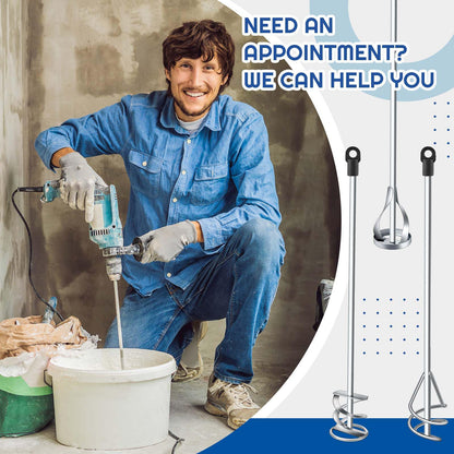 MorningRo Set of 3 Paint Mixer for Drill Epoxy Resin, Mud, Cement Blades, Paint Stirrer, 15.7" Mixing Paddles and 2.3" Mixing Impeller(White Zinc)