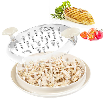 ADOTBLOB 11'' Chicken Shredder Twist Tool, Meat Shredder with Clear Cover, Ivory Chicken Shredder Anti Slip, Chicken Breast Shredder with Cleaning Brush Suitable for Pork, Beef, Dishwasher Safe