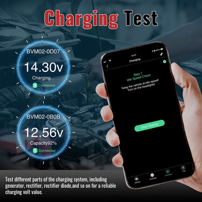 LNEX Bluetooth Battery Monitor，Wireless 12V 24V Automotive Battery Load Tester with Charging & Cranking Test & Alarm for Solar Power Systems/RVs/Motorcycles/Boats/Cars/Trucks