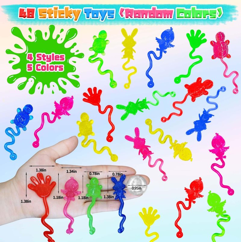 Voiiake Easter Egg Fillers & Basket Stuffer Essentials - 48Pcs Mini Sticky Toys Hands for Kids Teens Boys Girls, Bulk Party Favors Supplies , Treasure Box Toys for Classroom , Egg Hunt Party Supplies
