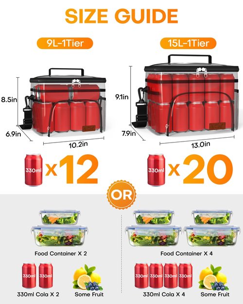 HOTOR Insulated Lunch Box for Men & Women - Leak-Proof Cooler Lunch Bag with 4 Pockets, Adjustable Strap, Ideal for Work, Picnic, Travel - Medium, Cationic Green, 10.2"×6.9"×8.5"