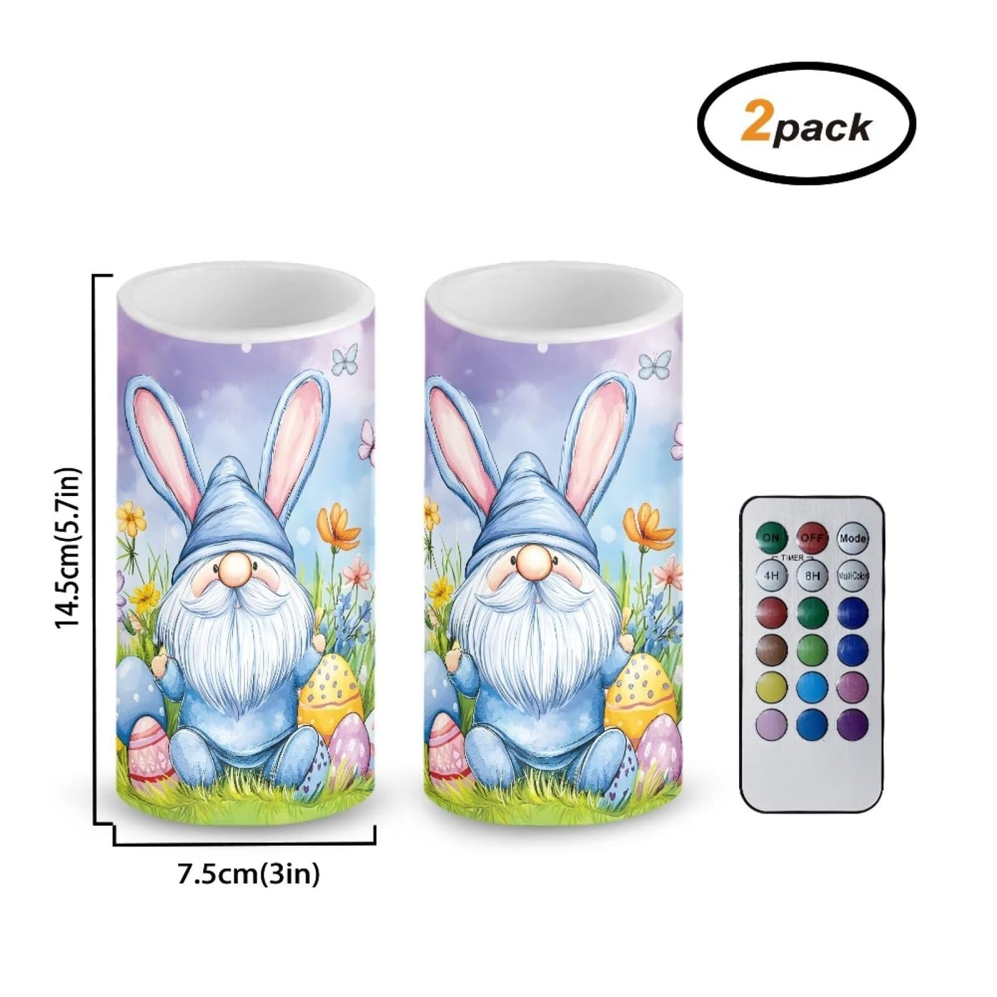 Luarisgur Flameless Candles LED Easter Gomes Stars Decorative Candles Battery Operated Ornage Flickering Candles with 18-Key Remote Timer Pillar for Home Living Room Party Table Decorations