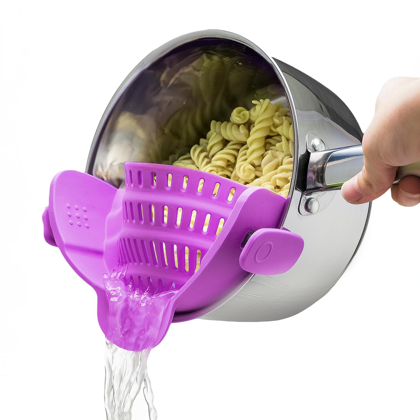Kitchen Gizmo Snap N' Strain Clip On Strainer for Pots and Pans - Collapsible Silicone Pasta Strainer and Kitchen Gadget for Cooking - Easy to Use, Heat Resistant and Space Saving Colander - Green