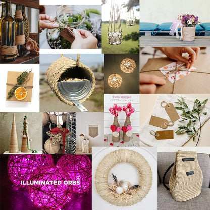 SMART&CASUAL 328Ft Jute Twine String Thin Natural Hemp Twine for Gift Wrapping Craft Plant Garden Christmas Handmade Arts Decoration Packing String Home decor (328 Ft (100M))