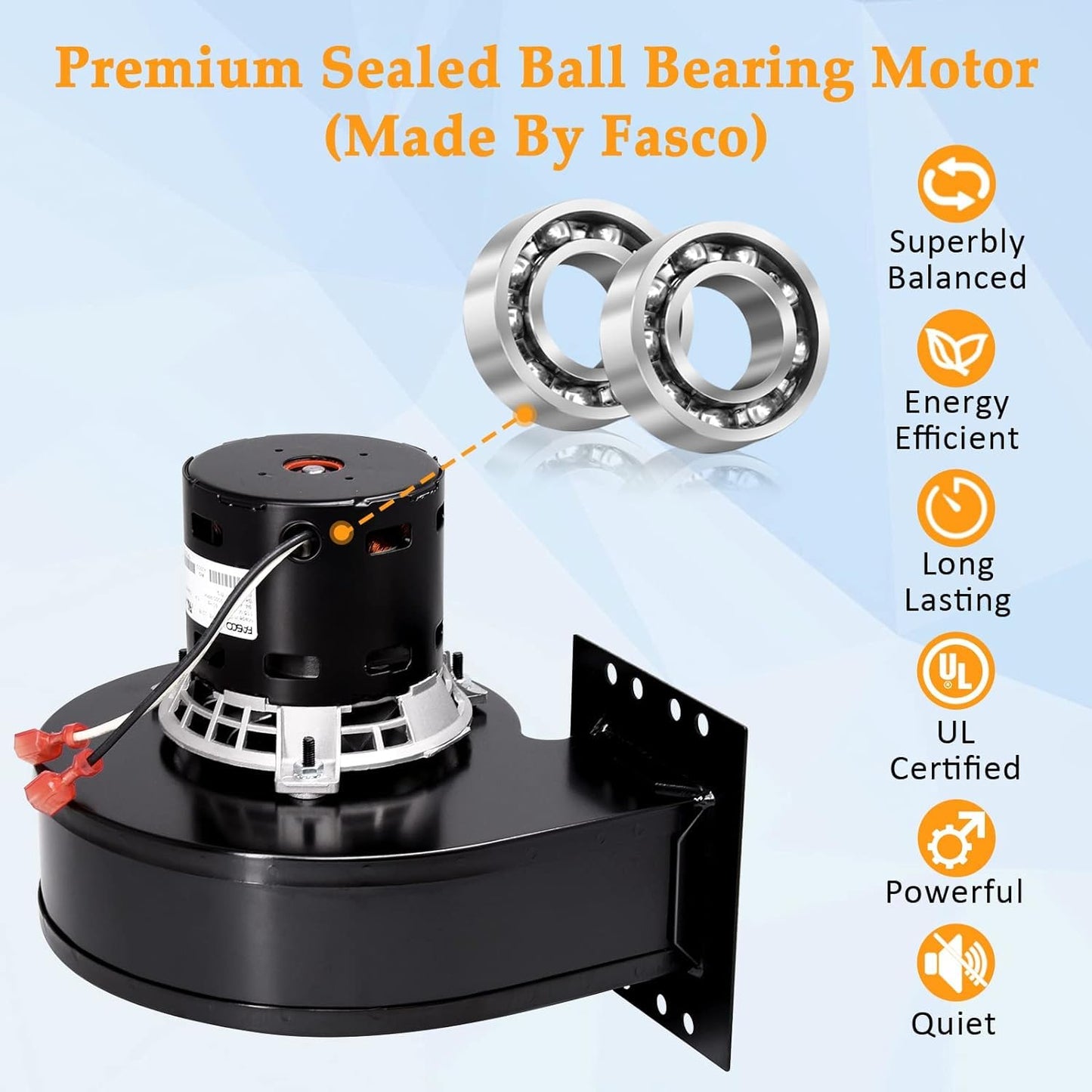 Criditpid PU-076002B Exhaust Blower & PU-4C442 Convection Blower Fan Kit for Englander 25-PDVC, 55-SHP10 Pellet Stoves, with Gasket.